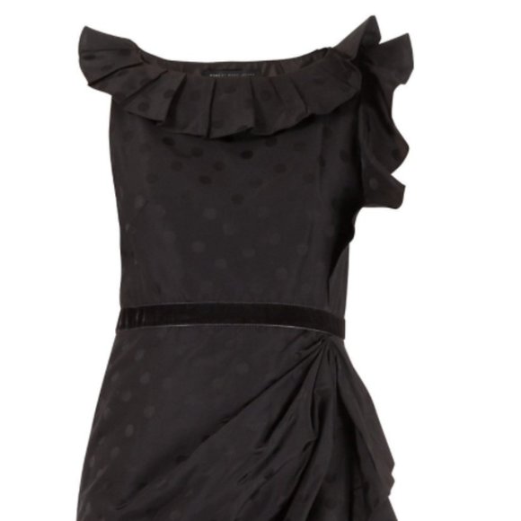 MARC JACOBS Polka Dot Jacquard Ruffle Cocktail Dress - Size 6 - Picture 6 of 11